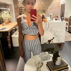 Beach Riot Gingham Check Crop Top and High Rise Legging Workout Set XS Worn 1x